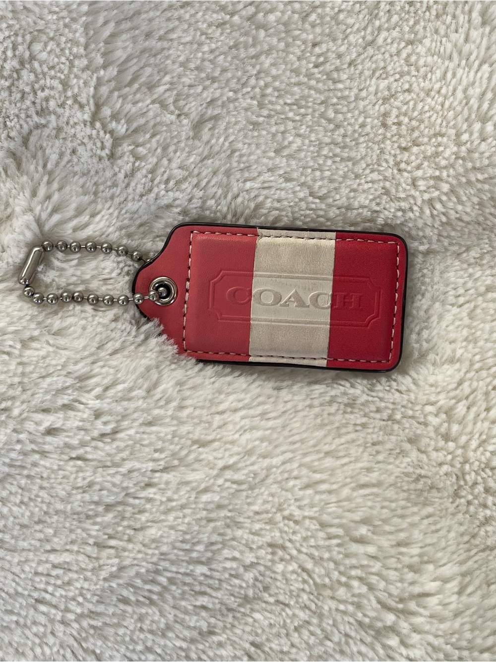 EUC Coach Rose Wristlet with Large Pink and Cream Stripes Hang Tag - Picture 10 of 13